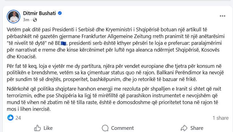  Loja e vjetër me dy partitura    Bushati kritikon Ramën  Prioritetet tona në rajon të mos i lihen inercisë