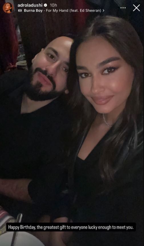  Dhurata më e madhe    Pas zyrtarizimit të lidhjes  Adrola Dushi uron publikisht Capital T për ditëlindje